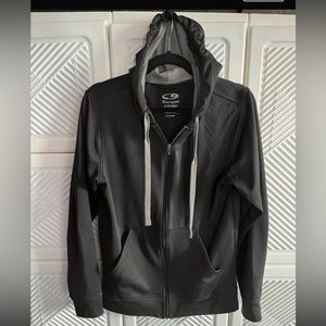 Champion sweater zip jacket black & grey hoodie with two front pockets .